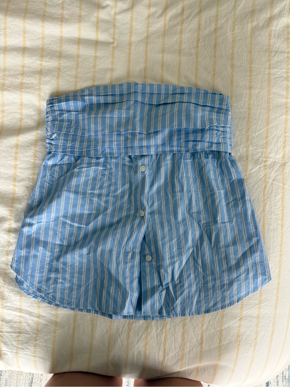 Zara Light Blue & White Striped Strapless top